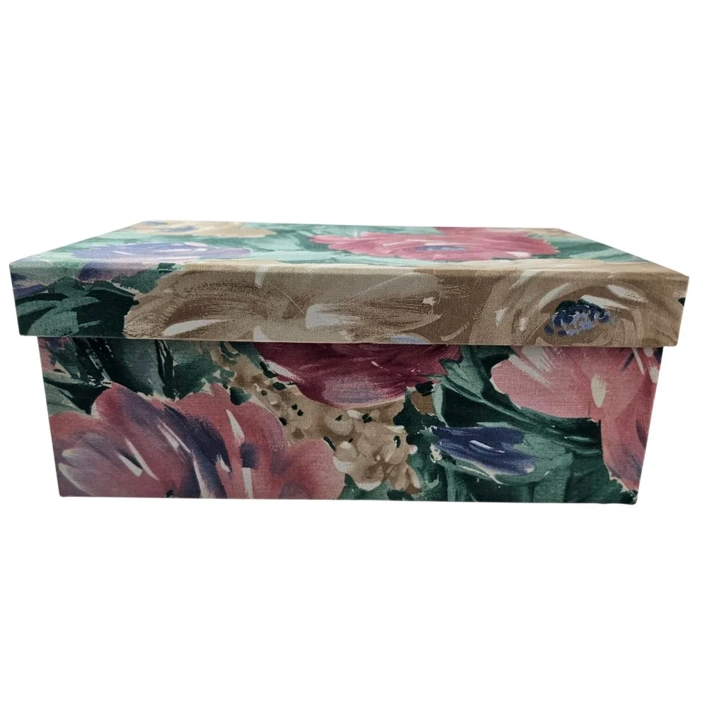 Floral Fabric Jewelry Box with Tray Organizer -‎ Vintage Style Storage Case